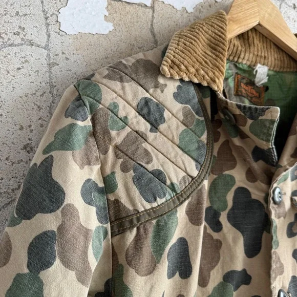 Vintage 70s SafTBak Duck Camo Hunting Jacket Men L Frog Skin Corduroy Field Coat - Picture 4 of 12